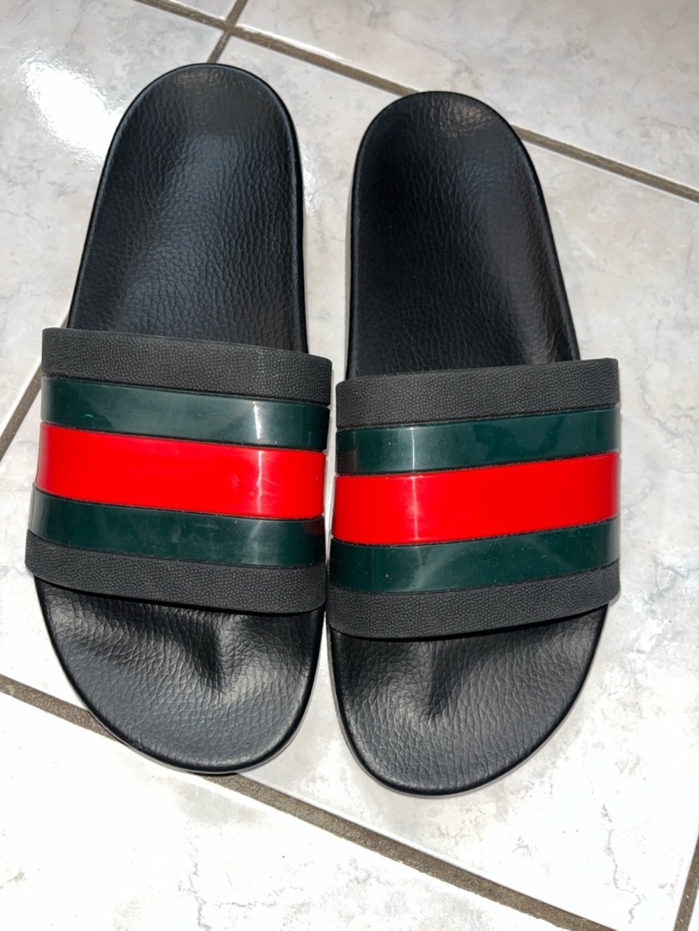 Gucci PURSUIT ‘72 Black Slide Sandals with Red and Green Stripe, MEN SIZE 9 - Picture 11 of 11